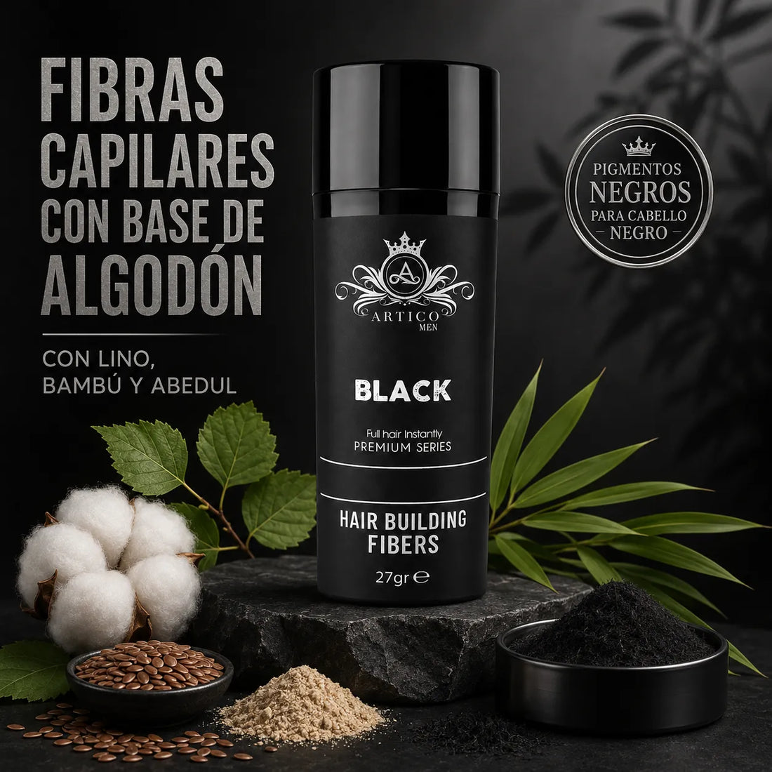 Ártico Men – Fibra capilar negra para mayor densidad visual 27 g