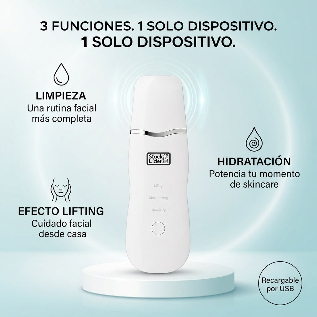 Stock Líder – Limpiador Facial Ultrasónico 3 Modos con Carga USB