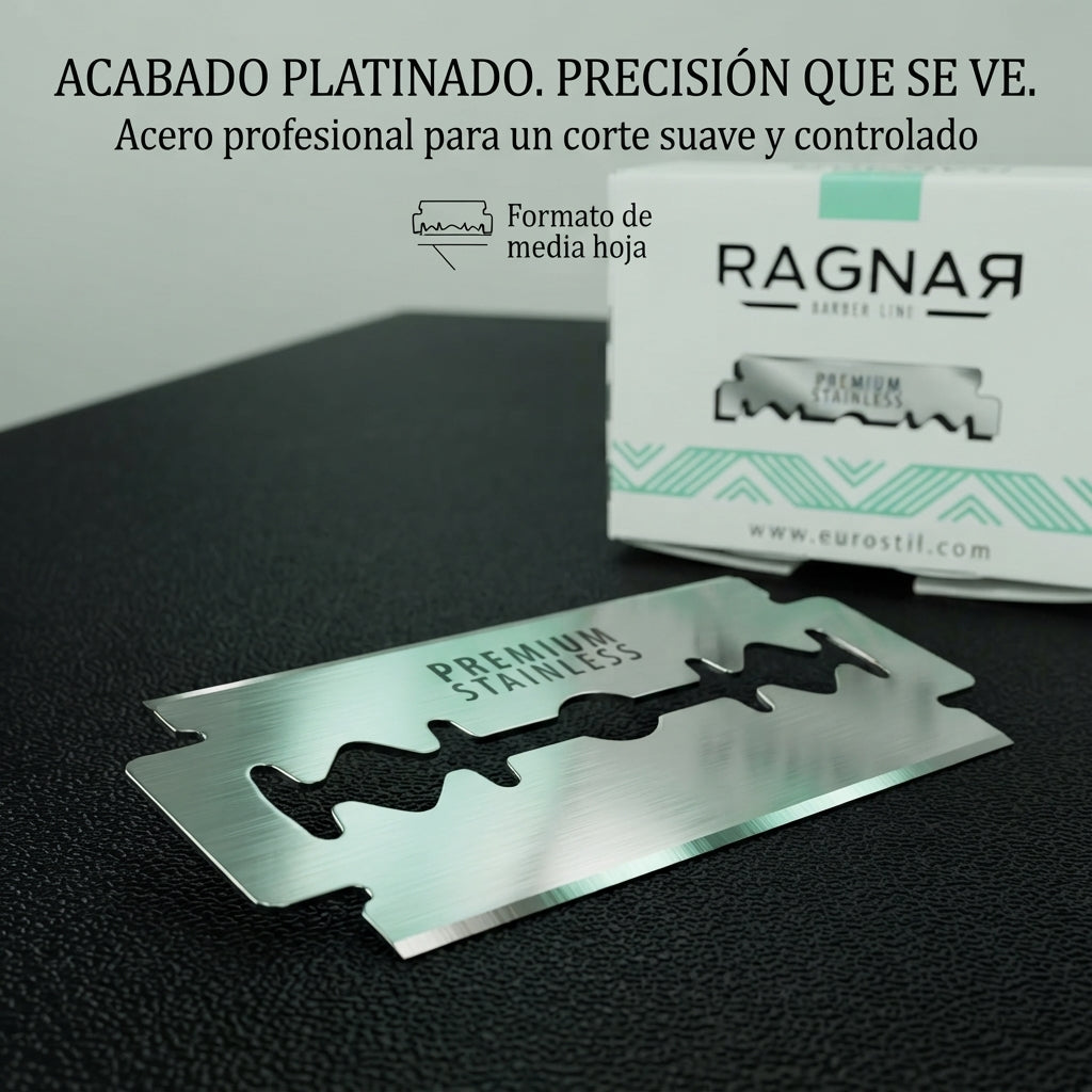 Ragnar – Cuchillas de Afeitar para Barbería de Media Hoja 100 uds