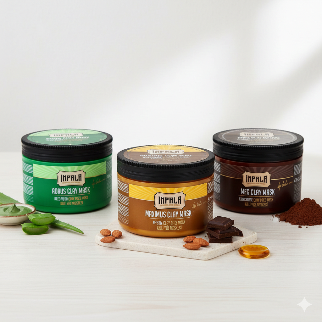 IMPALA®,Mascarilla de arcilla Impala Argán, Aloe Vera, Chocolate 300g