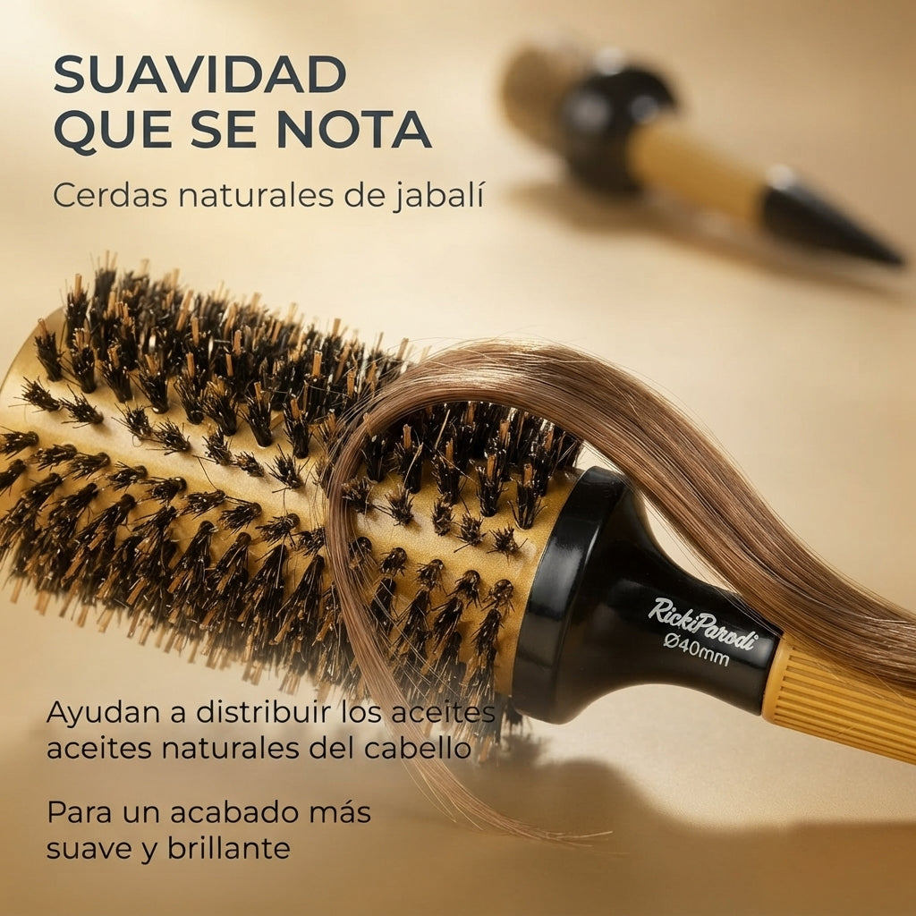 RickiParodi 40mm Gold Ceramic Thermal Round Brush.