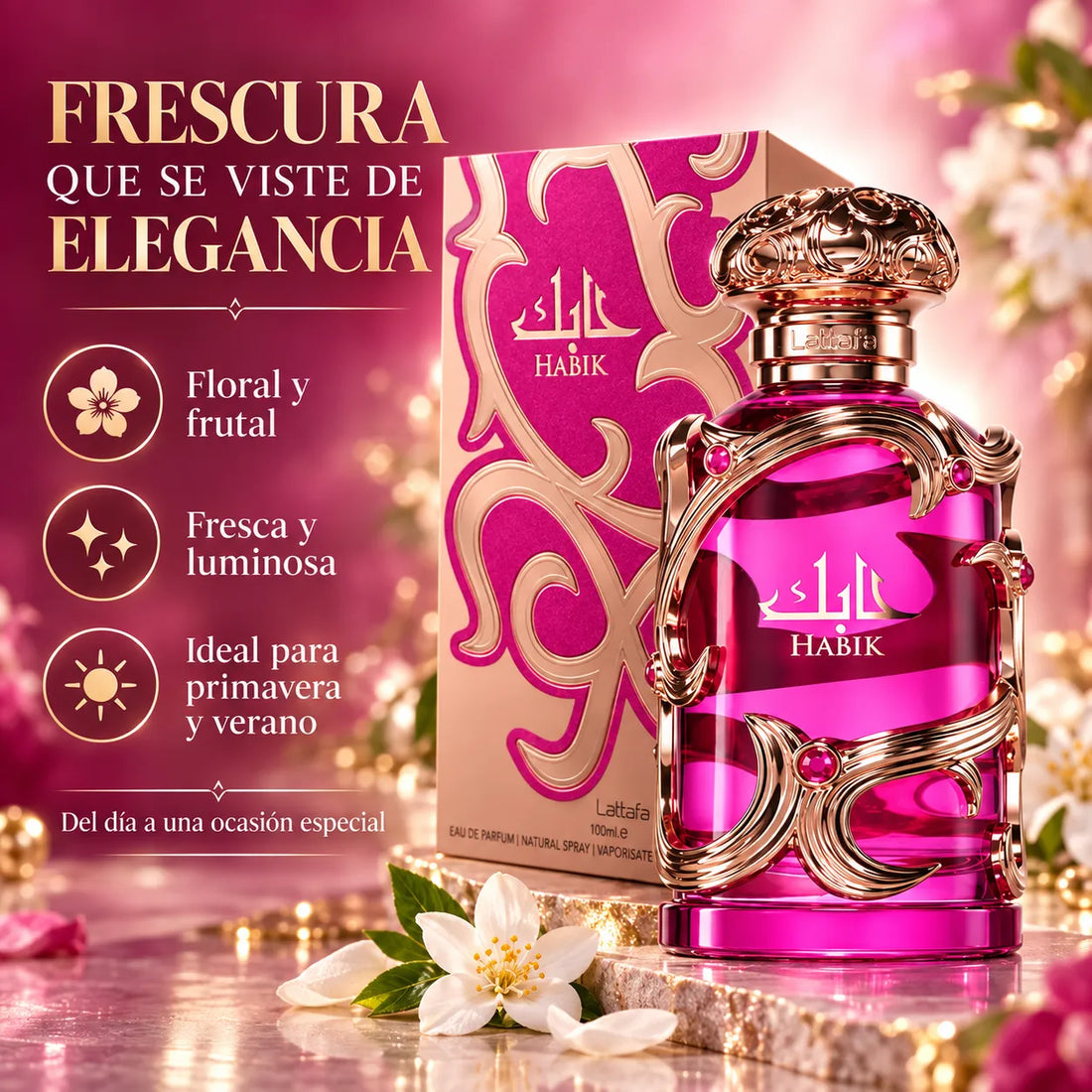 Lattafa – Perfume de Mujer Floral Frutal Habik For Women Fresco y Elegante 100 ml