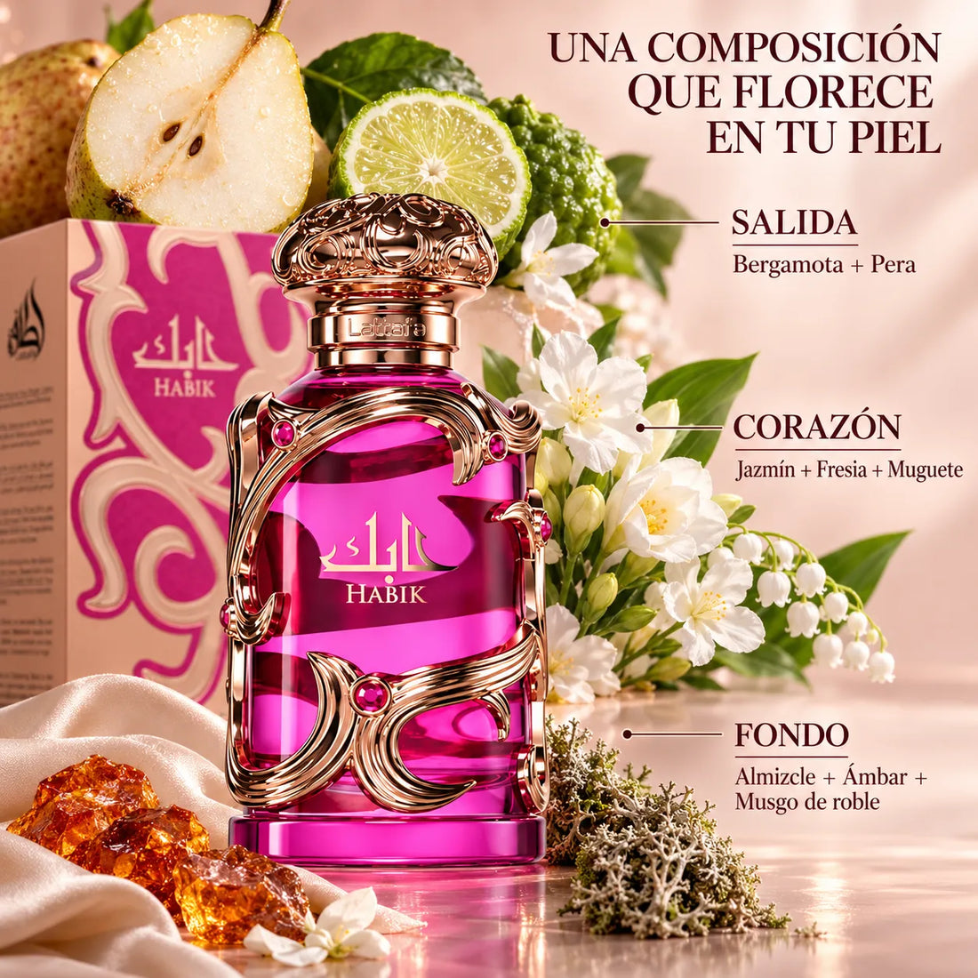 Lattafa – Perfume de Mujer Floral Frutal Habik For Women Fresco y Elegante 100 ml