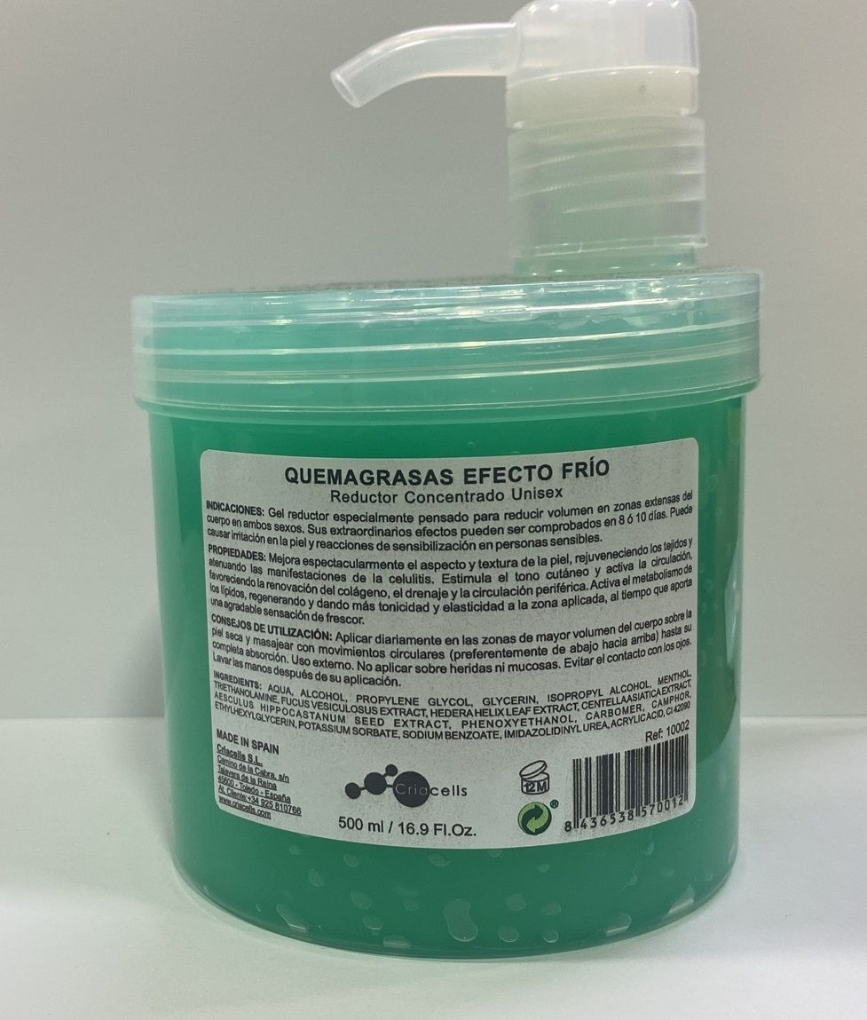 Gel Reductor Quema Grasas Efecto Frío Unisex Be´Shyne 500ml