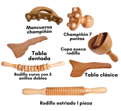 Kit maderoterapia anticelulítico 7 piezas