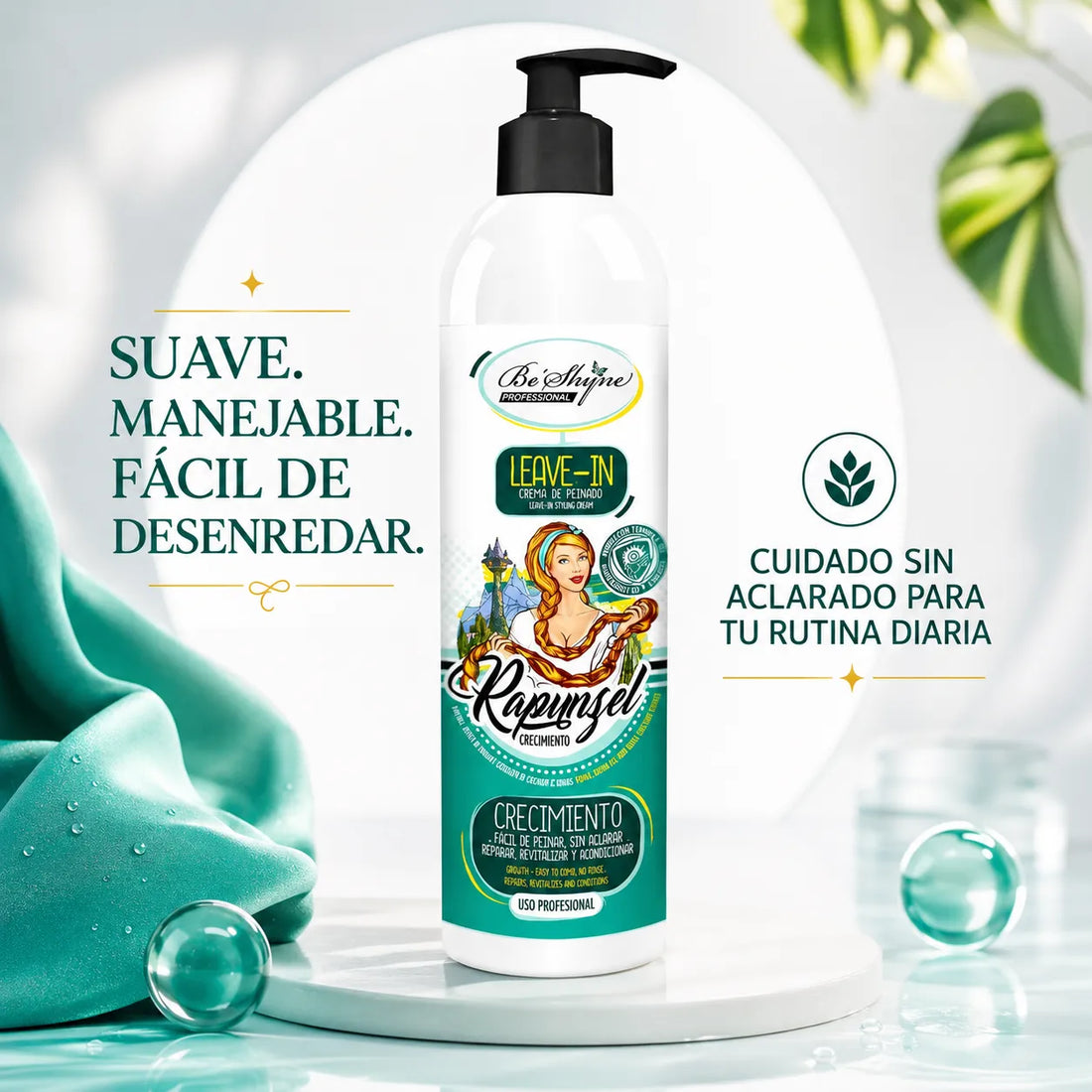 Be´Shyne® – Crema de Peinado Leave-In con Biotina y Aceite de Argán para Todo Tipo de Cabello 500ml