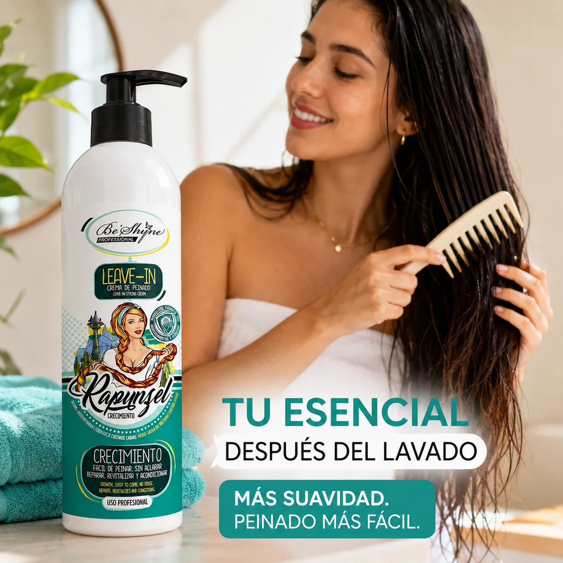 Be´Shyne® – Crema de Peinado Leave-In con Biotina y Aceite de Argán para Todo Tipo de Cabello 500ml