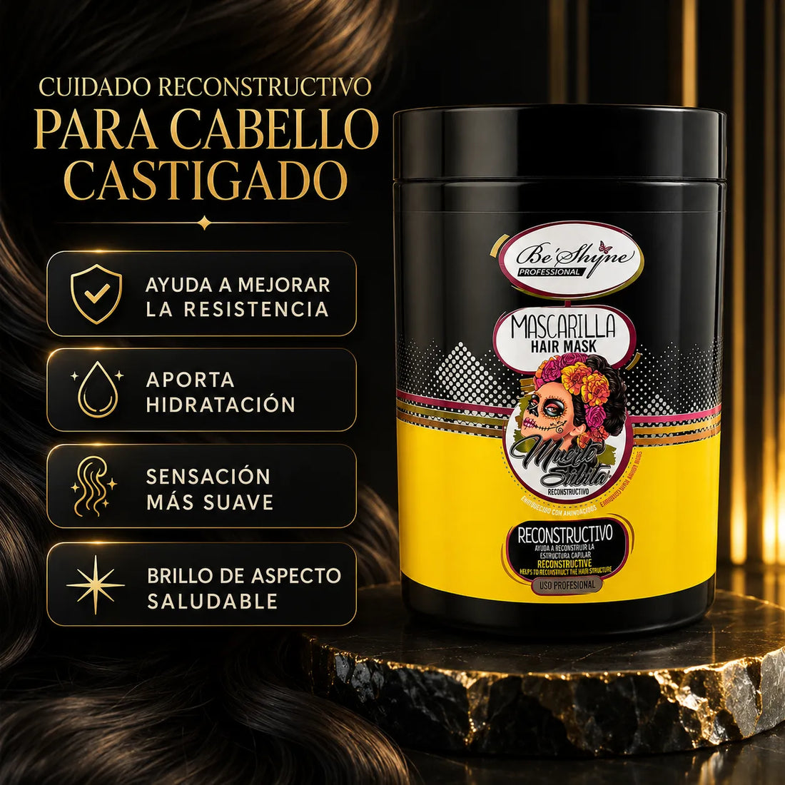 Beshyne – Mascarilla Reconstructiva con Aminoácidos de Queratina para Cabello Procesado 1000ml