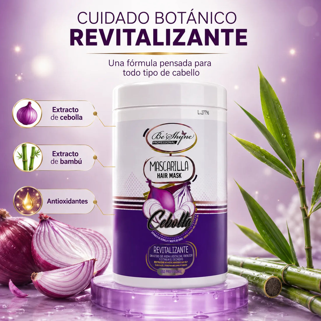 Be´Shyne® – Mascarilla Revitalizante de Cebolla para Todo Tipo de Cabello 1000ml
