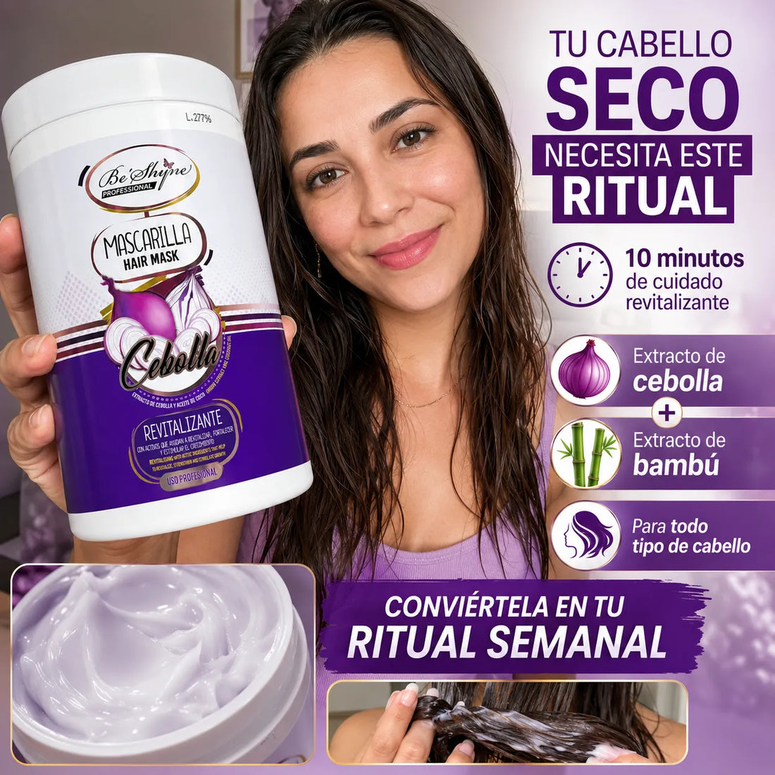 Be´Shyne® – Mascarilla Revitalizante de Cebolla para Todo Tipo de Cabello 1000ml