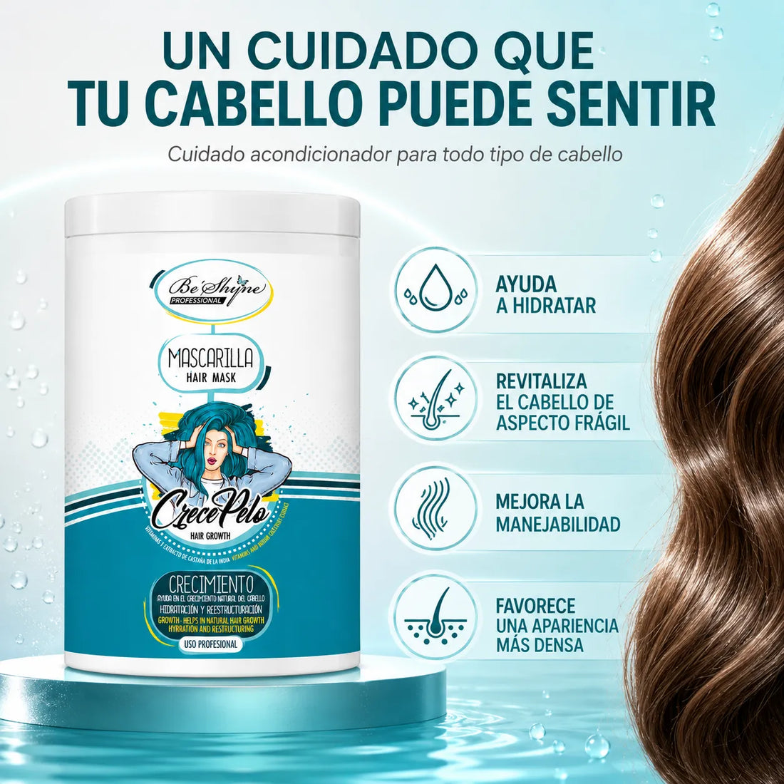 Be´Shyne – Mascarilla Crece Pelo con Biotina para Cabello Frágil 1kg