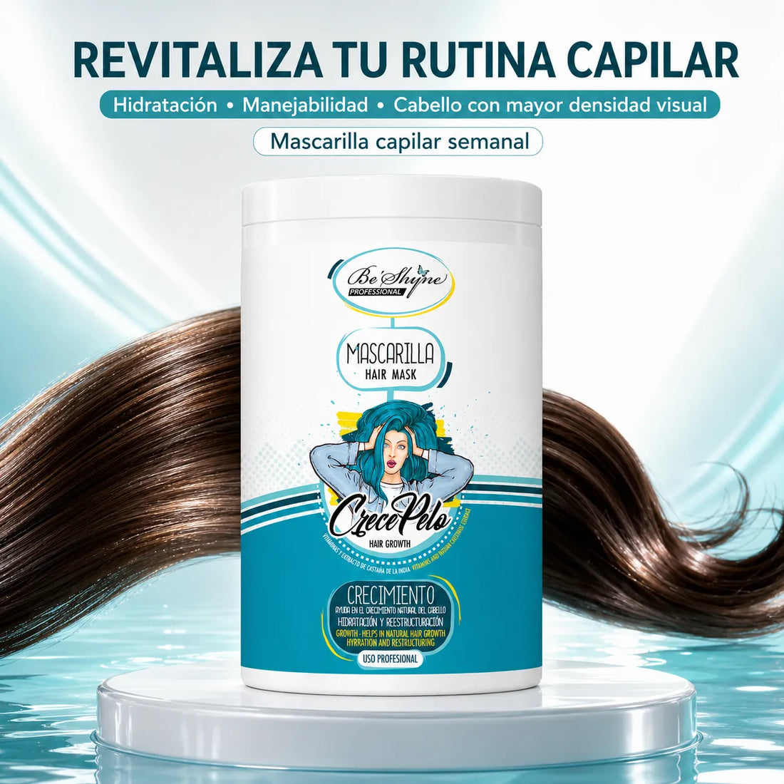 Be´Shyne – Mascarilla Crece Pelo con Biotina para Cabello Frágil 1kg