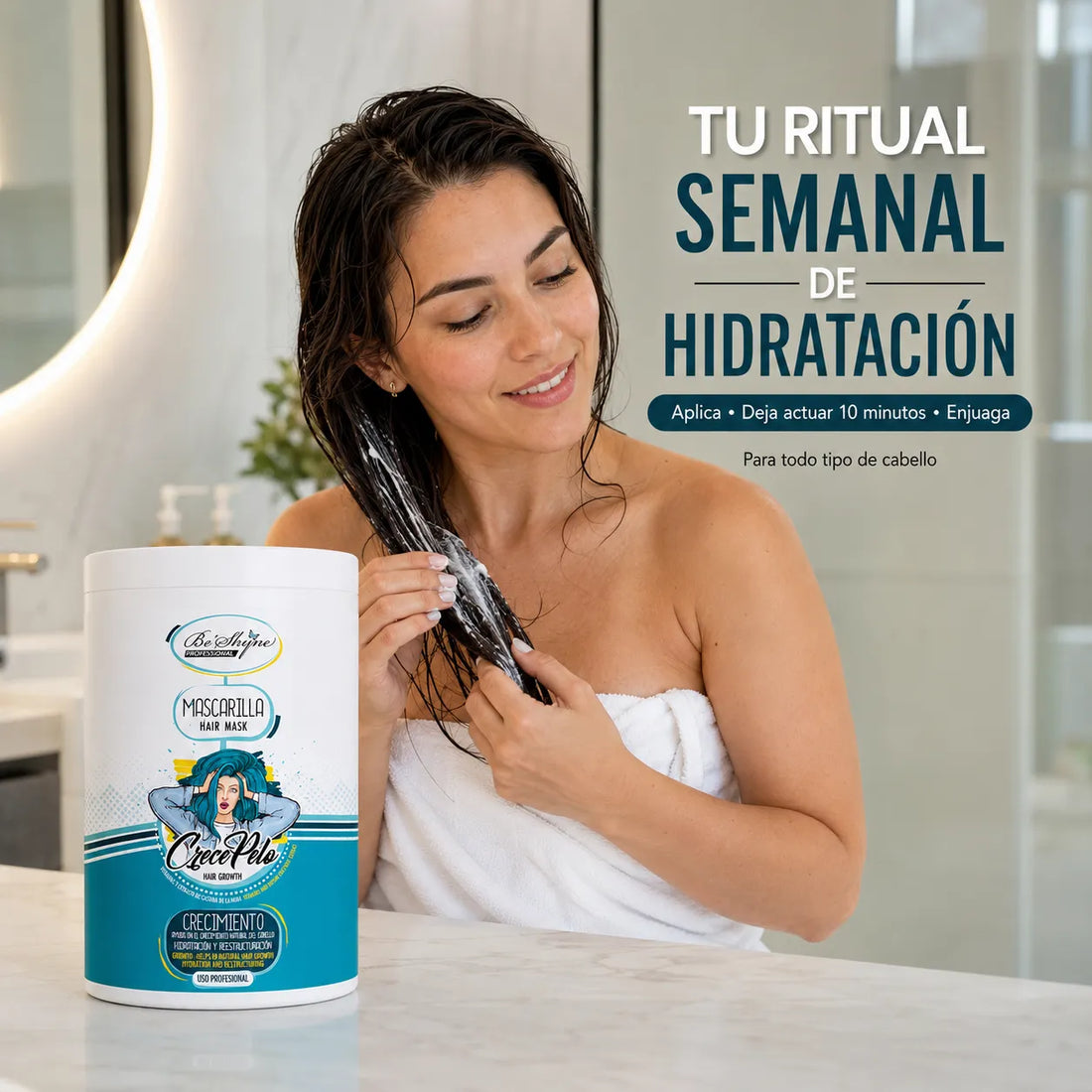 Be´Shyne – Mascarilla Crece Pelo con Biotina para Cabello Frágil 1kg