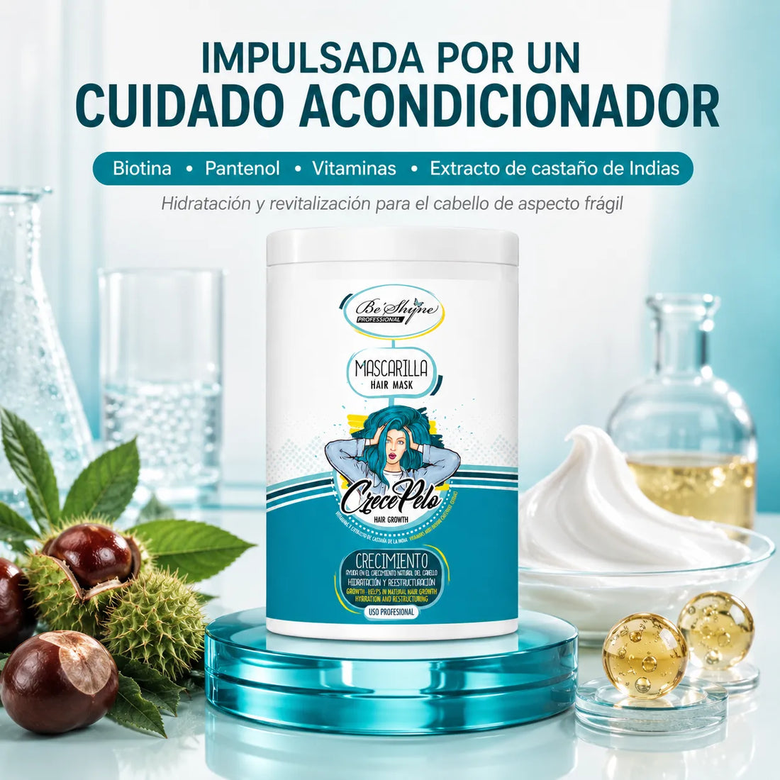 Be´Shyne – Mascarilla Crece Pelo con Biotina para Cabello Frágil 1kg