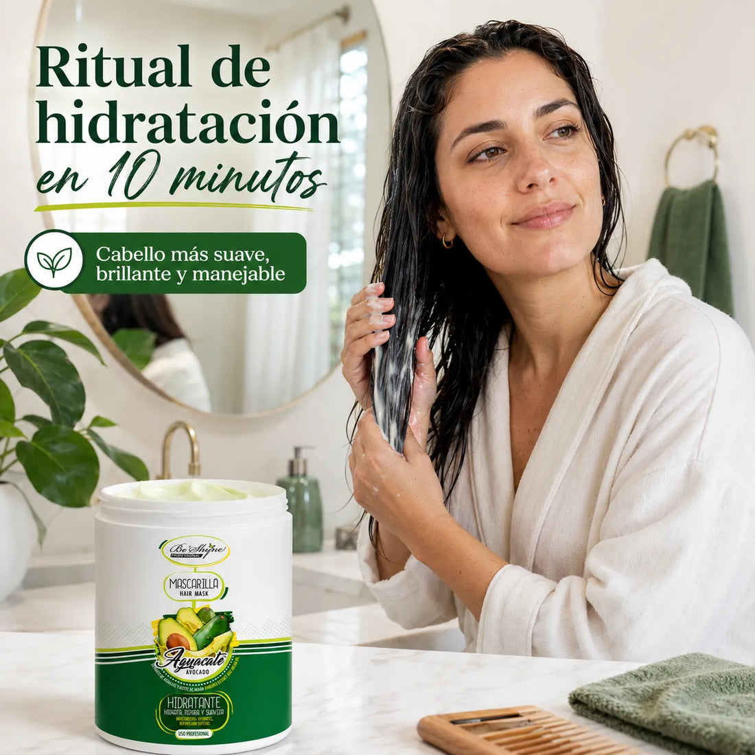 Be´Shyne® – Mascarilla Hidratante de Aguacate para Cabello Seco y Frágil 1000ml
