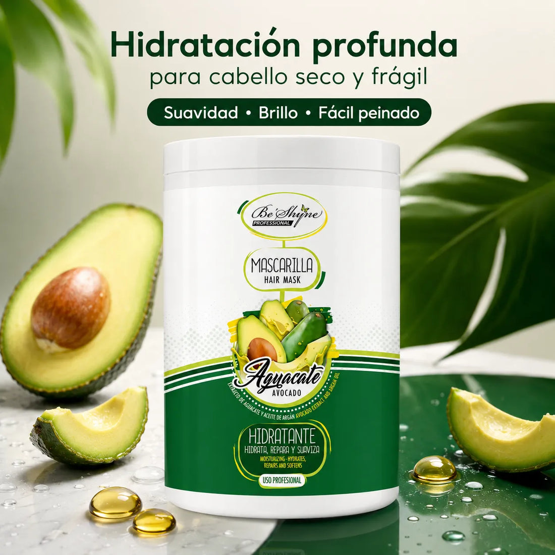 Be´Shyne® – Mascarilla Hidratante de Aguacate para Cabello Seco y Frágil 1000ml