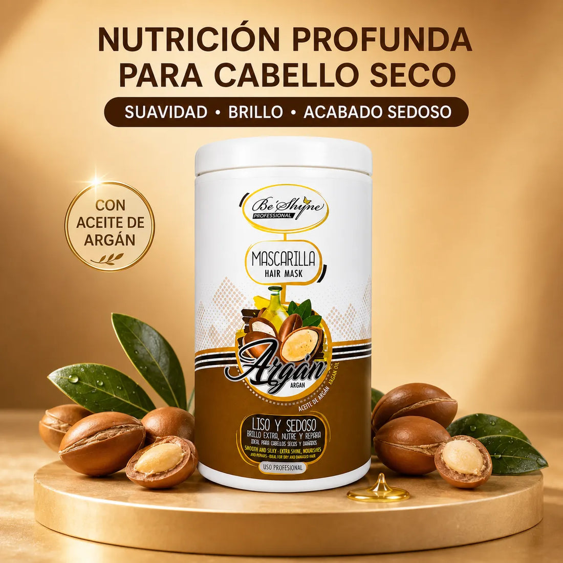 Be'Shyne – Mascarilla para Cabello Seco con Argán 1000ml