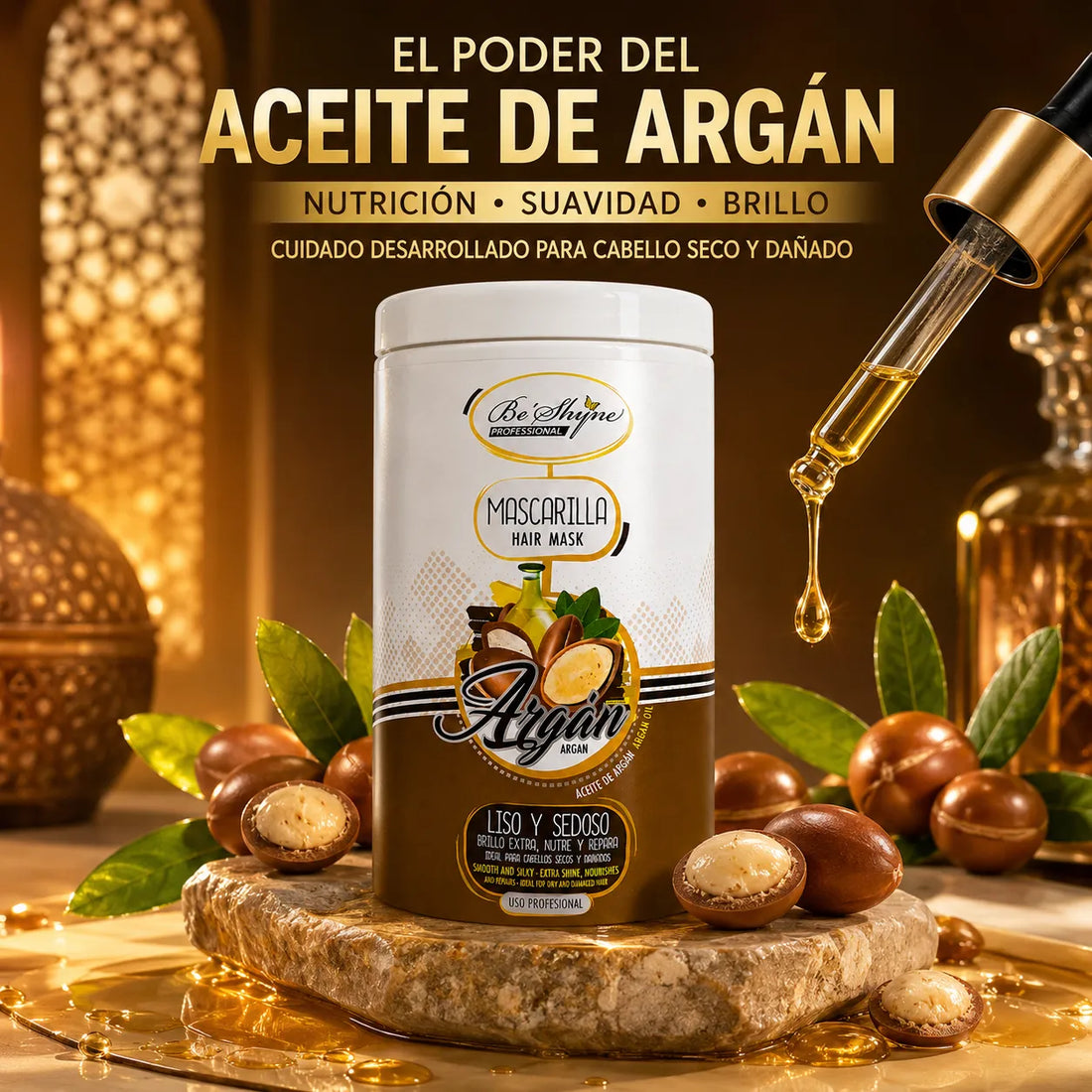 Be'Shyne – Mascarilla para Cabello Seco con Argán 1000ml
