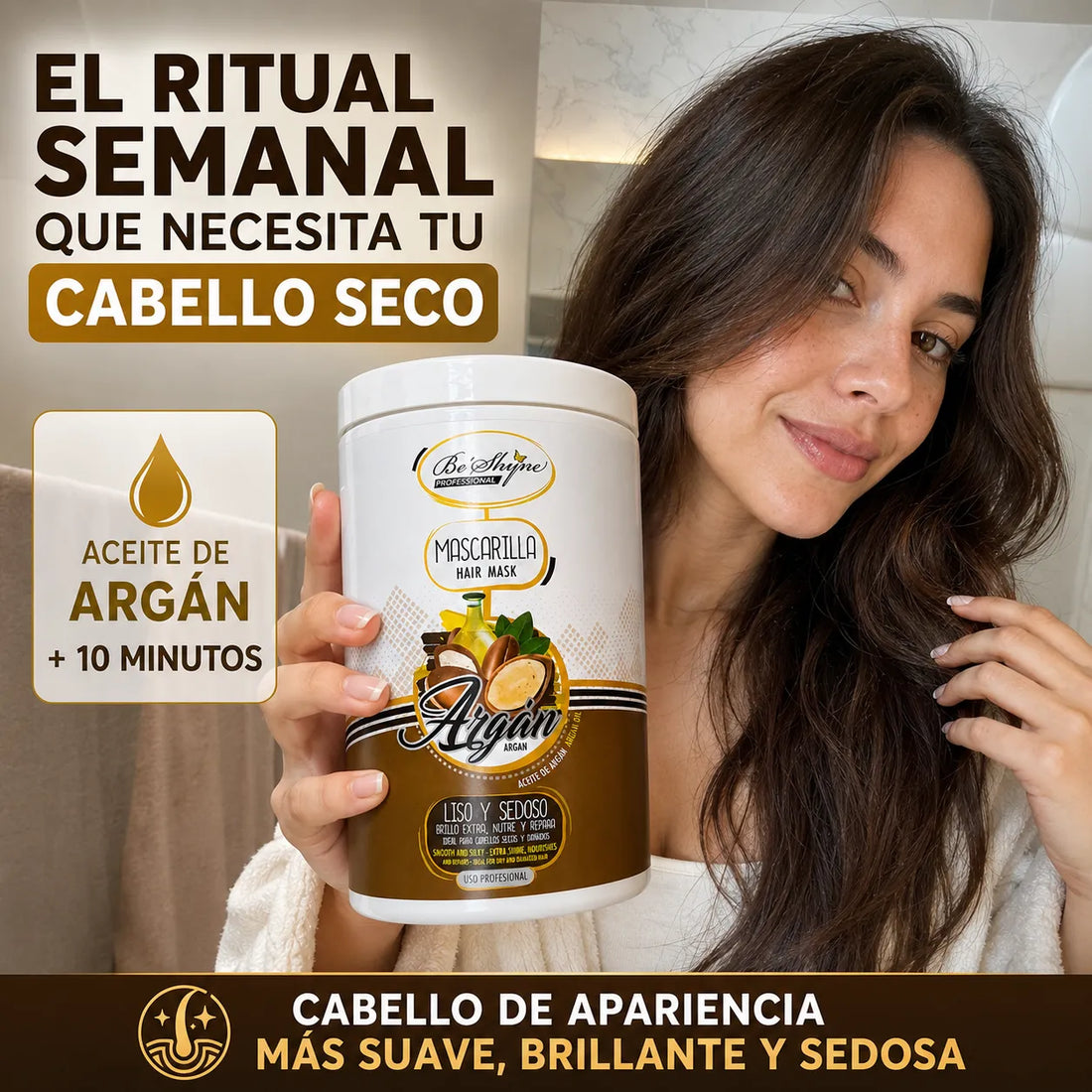 Be'Shyne – Mascarilla para Cabello Seco con Argán 1000ml
