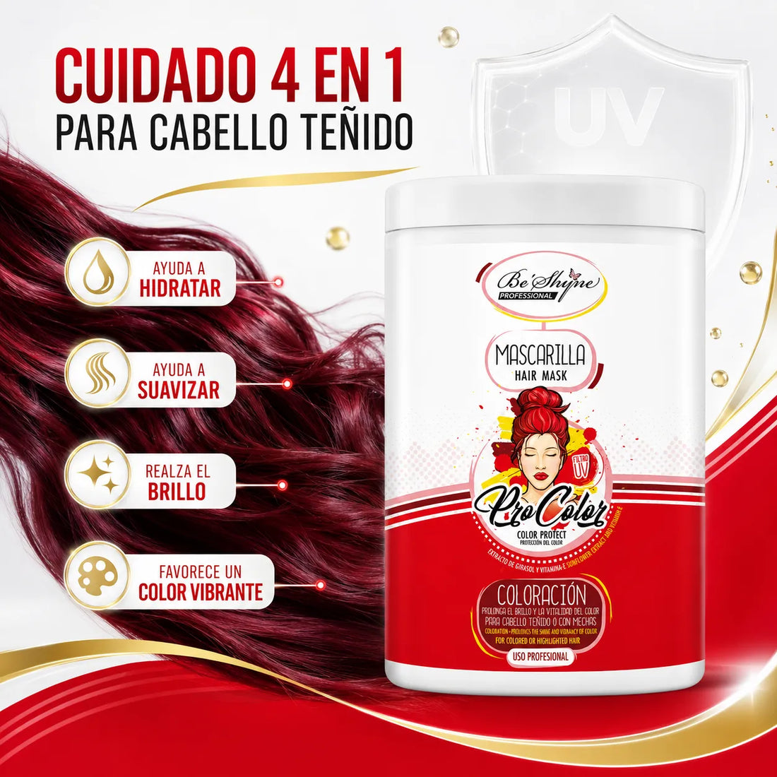 Be´Shyne® – Mascarilla para Cabello Teñido Pro Color 1000ml