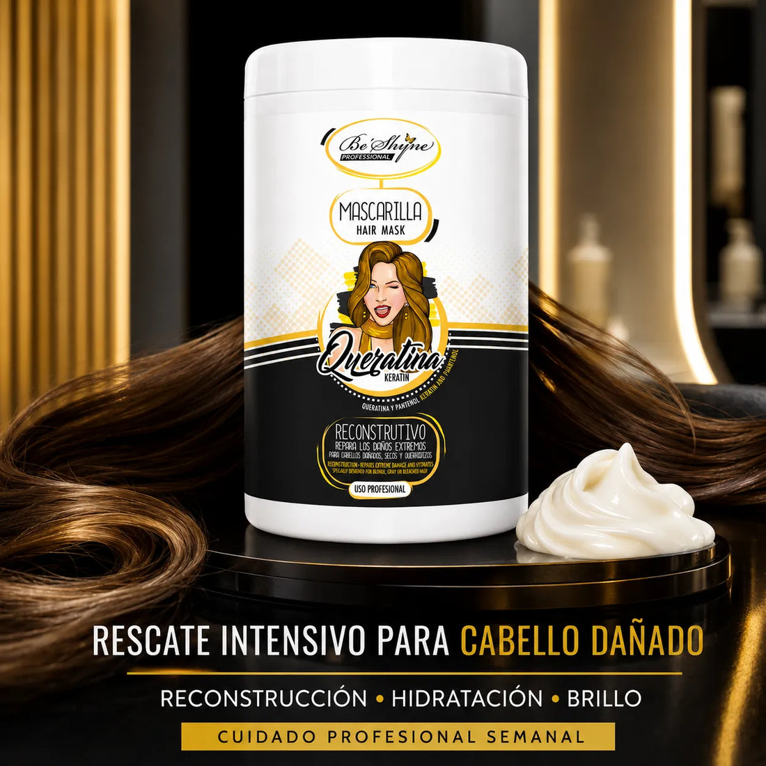Be´Shyne – Mascarilla de Queratina para Cabello Dañado 1000ml