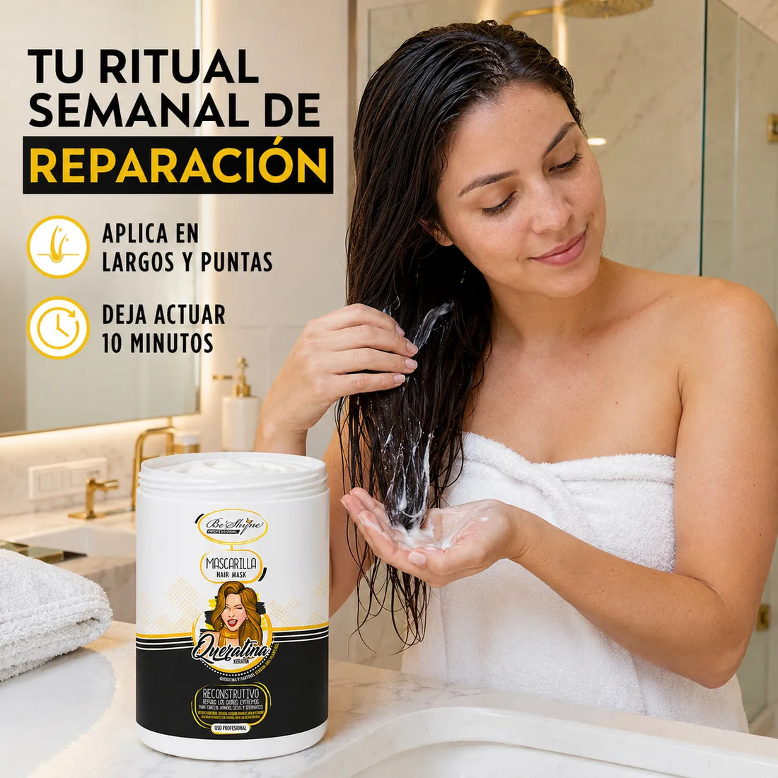 Be´Shyne – Mascarilla de Queratina para Cabello Dañado 1000ml