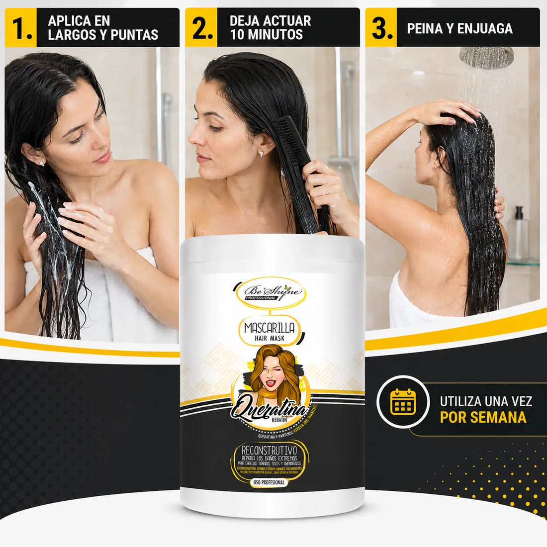Be´Shyne – Mascarilla de Queratina para Cabello Dañado 1000ml