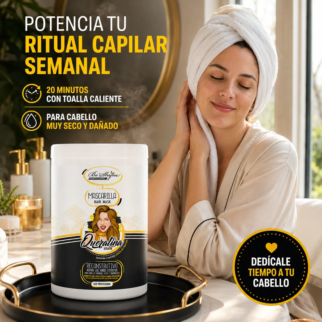 Be´Shyne – Mascarilla de Queratina para Cabello Dañado 1000ml