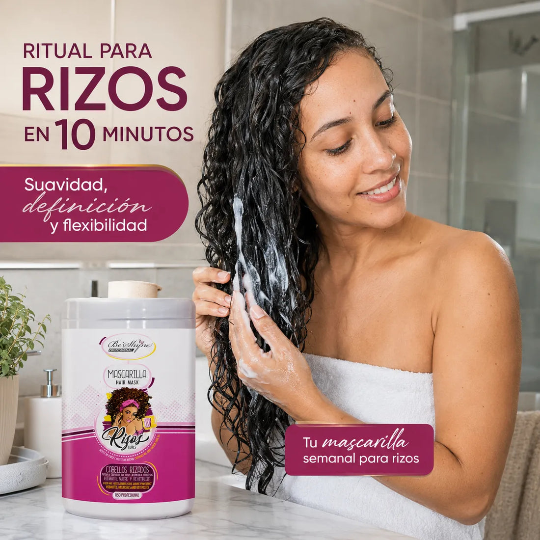 Be´Shyne – Mascarilla Hidratante con Keratina para Rizos 1000ml