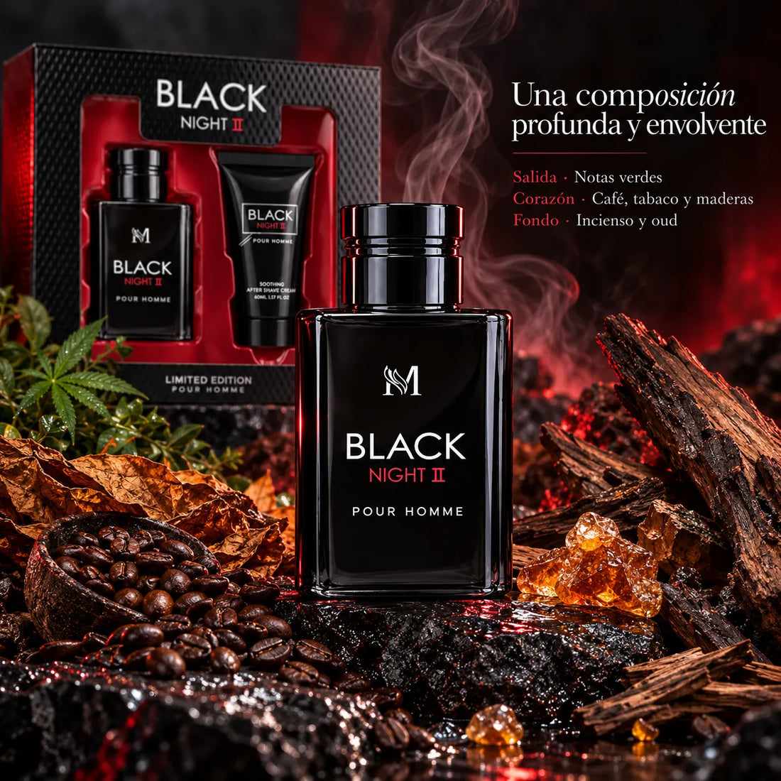 Montage Brands Black Night II – Estuche Perfume para Hombre EDT 50 ml + After Shave 50 ml