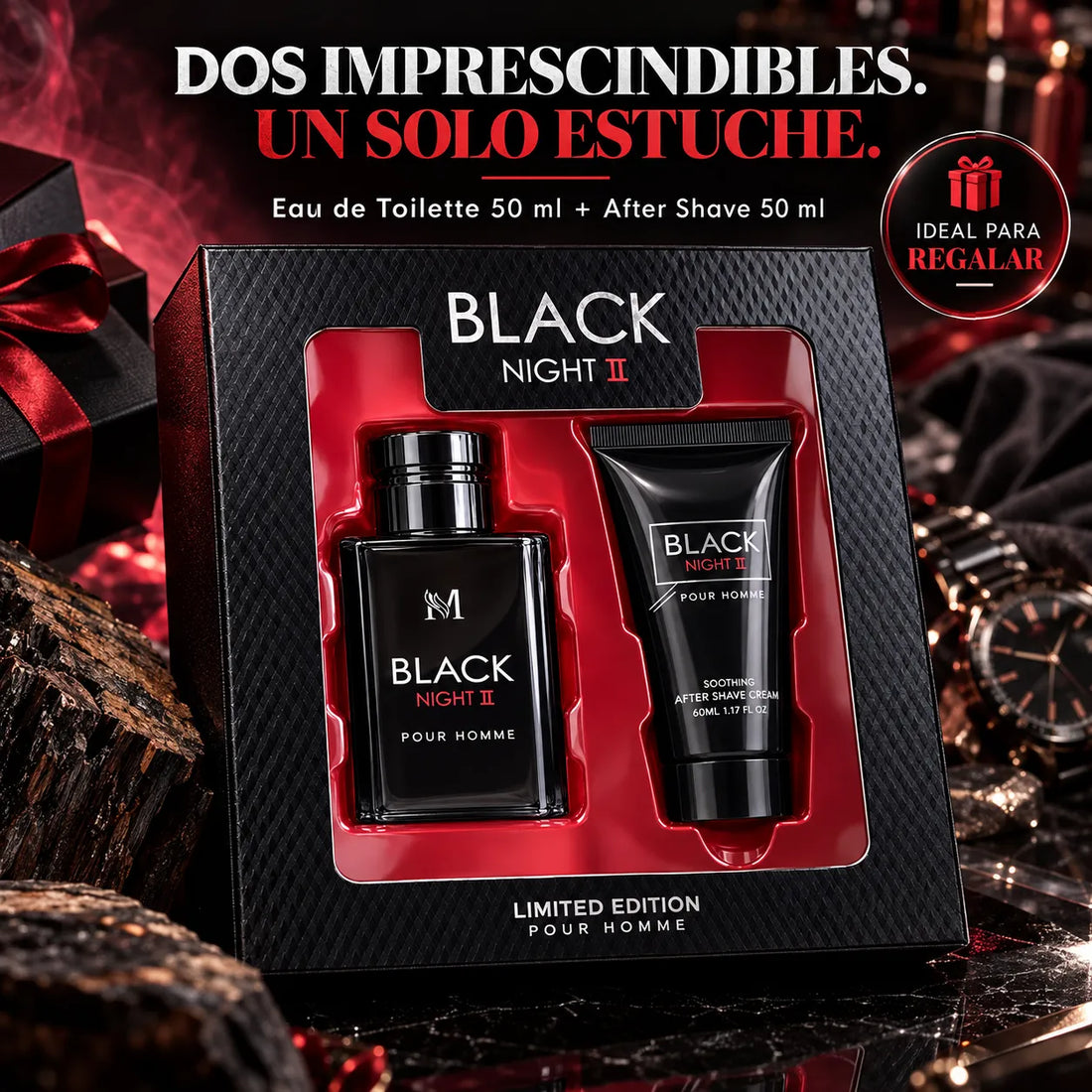 Montage Brands Black Night II – Estuche Perfume para Hombre EDT 50 ml + After Shave 50 ml