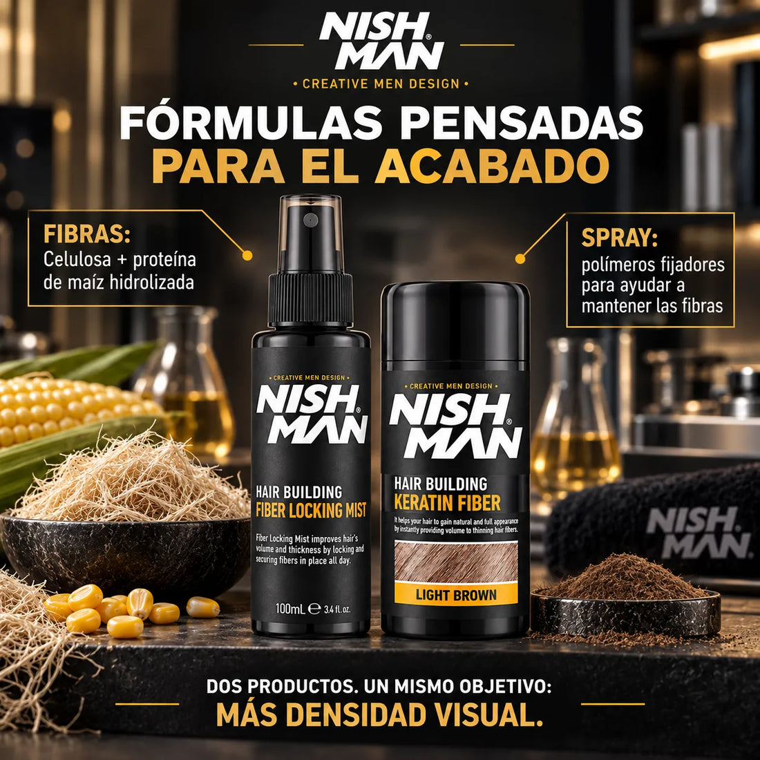 Nishman – Kit de Fibras Capilares para Dar Volumen 21 g + 100 ml