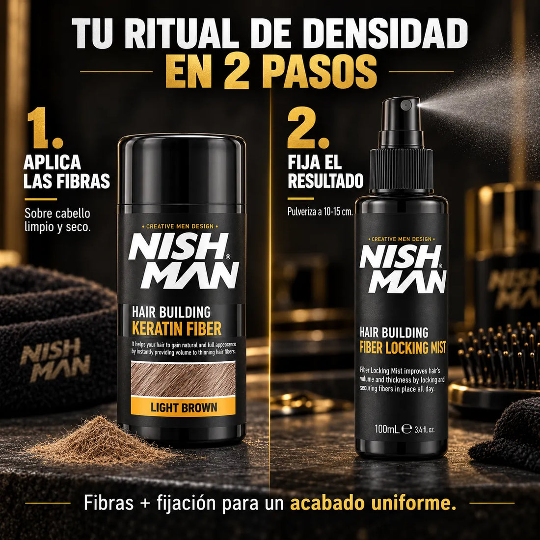 Nishman – Kit de Fibras Capilares para Dar Volumen 21 g + 100 ml
