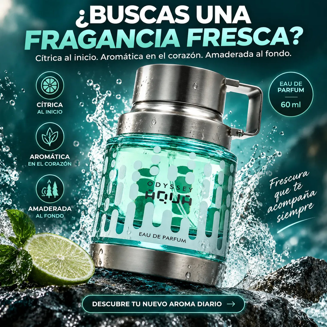 Armaf – Odyssey Aqua Eau de Parfum para Hombre Fresco y Amaderado 60 ml