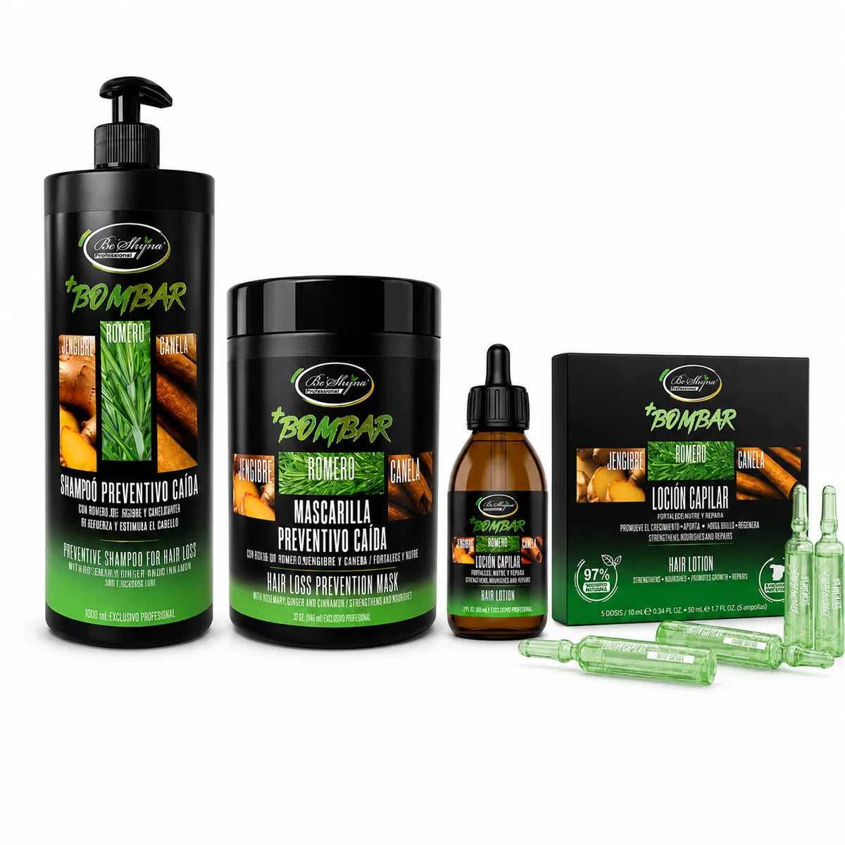 Be´Shyne – Kit para cabello con tendencia a la caída, 4 productos