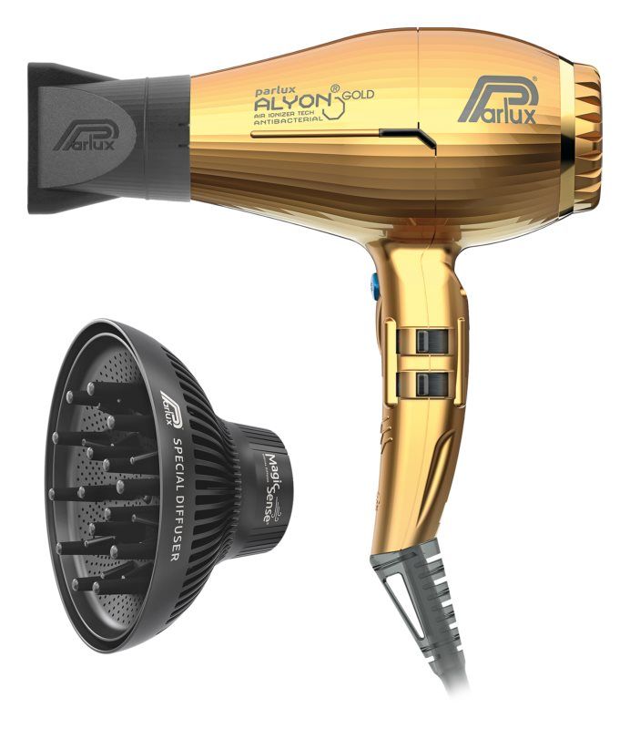 Secador de pelo profesional Parlux Alyon Gold Air Ionizer Tech Gold con difusor MagicSense