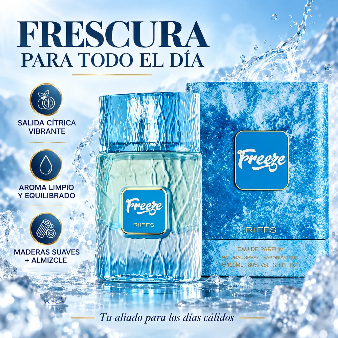 Riiffs Freeze – Perfume Fresco Masculino para Uso Diario 100 ml