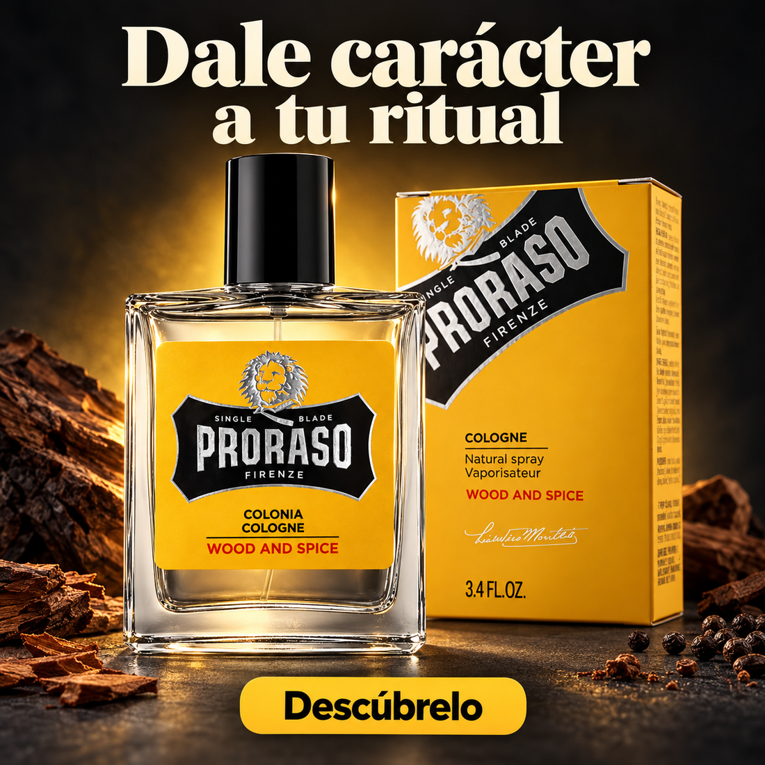 Proraso – Colonia amaderada para hombre Wood & Spice 100 ml