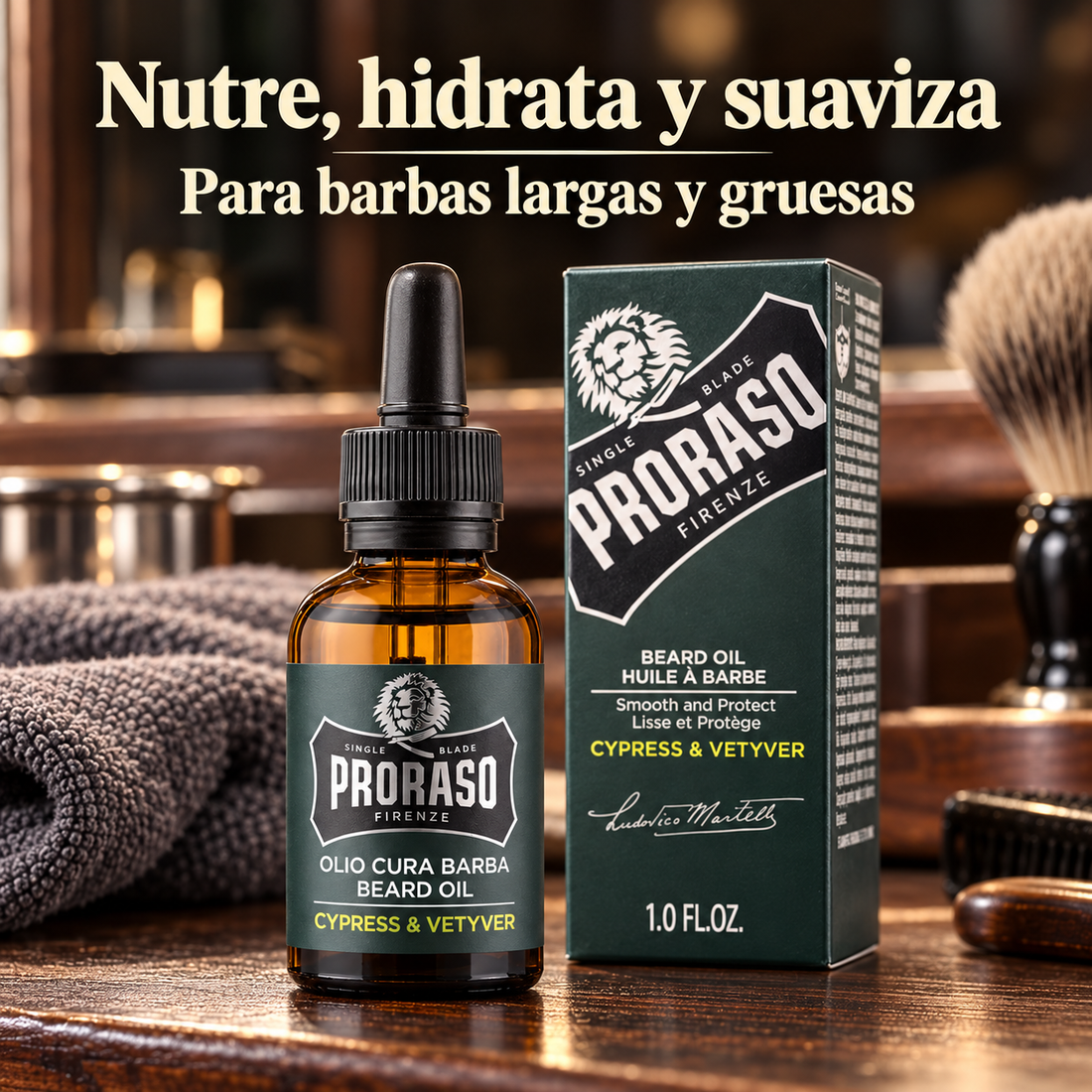Proraso – Aceite para barba Cypress & Vetyver para barbas largas y gruesas 30 ml