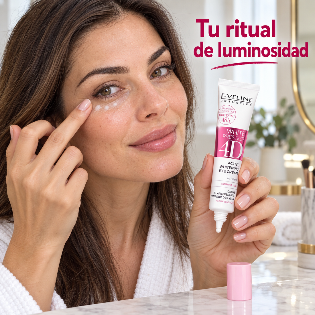 Eveline Cosmetics – Contorno de ojos iluminador White Prestige 4D para piel sensible 20 ml