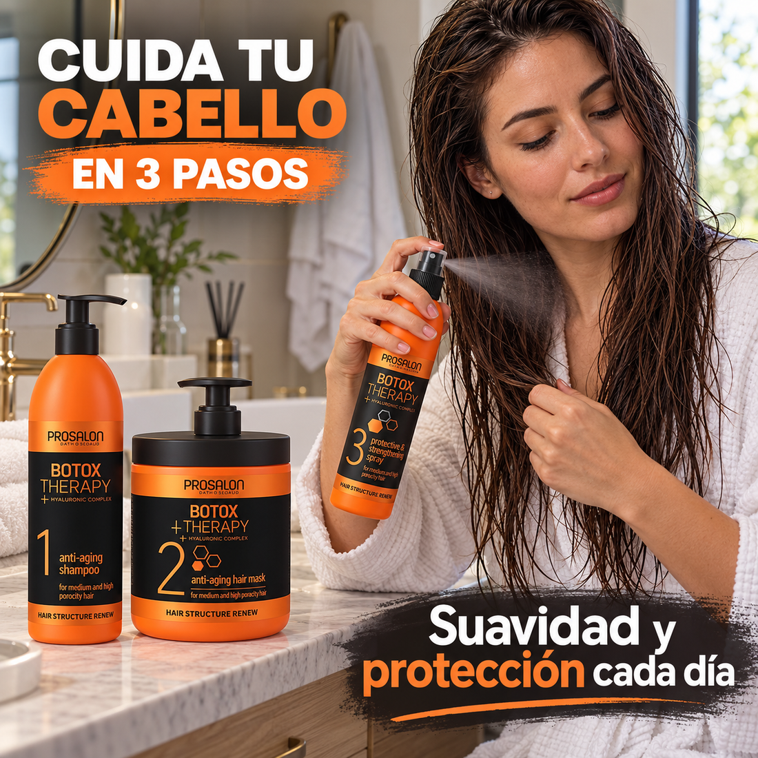 Prosalon Botox Therapy – Pack de Tratamiento Capilar Antiedad Reparador – 3 Productos