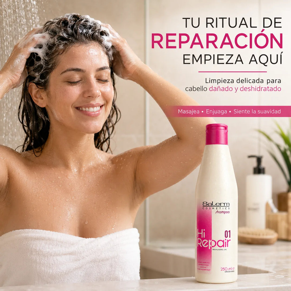 Salerm 01 Hi Repair – Champú reparador para cabello dañado 250 ml