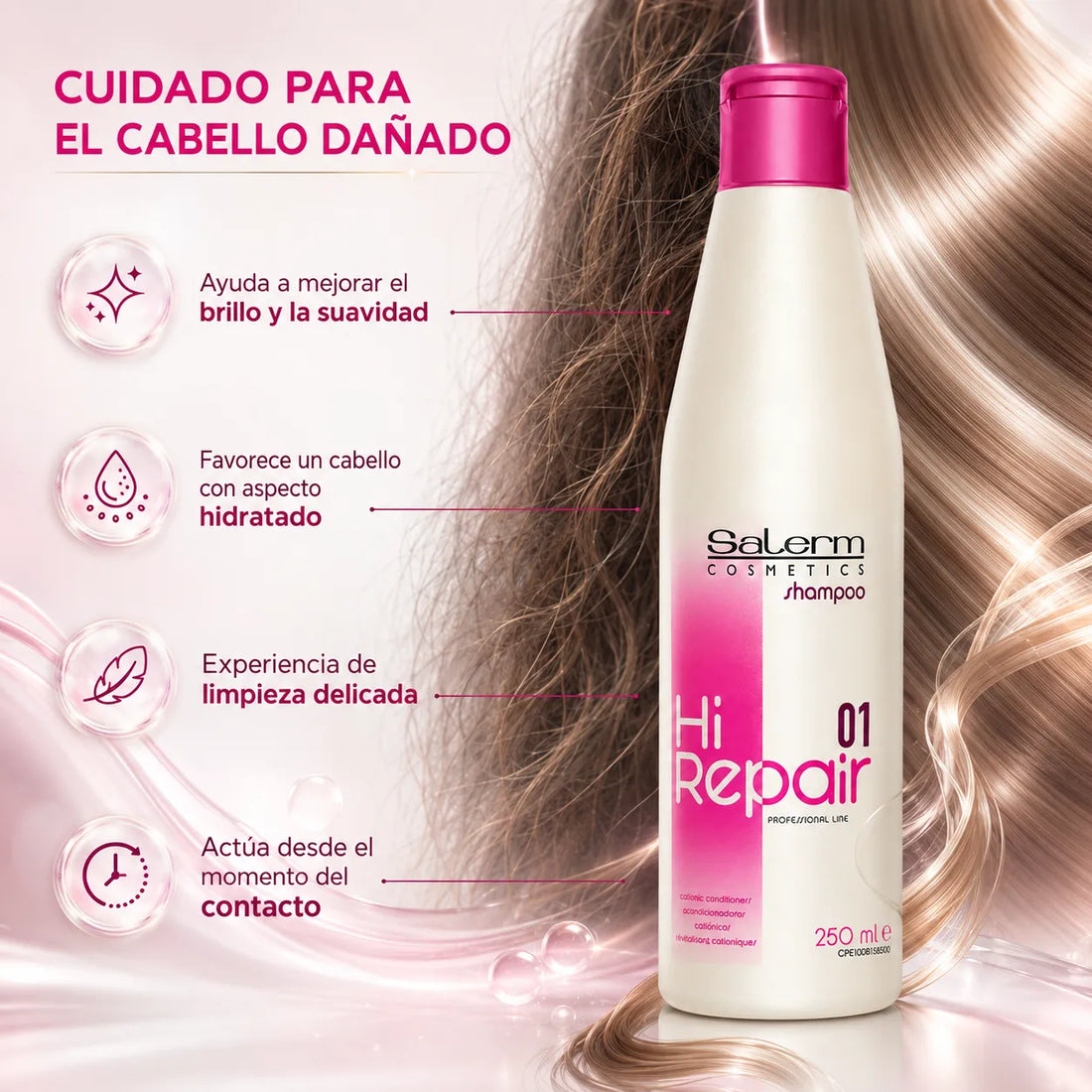 Salerm 01 Hi Repair – Champú reparador para cabello dañado 250 ml