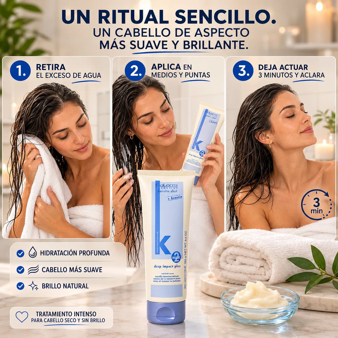 Salerm – Mascarilla capilar superhidratante Keratin Shot Deep Impact Plus 200 ml