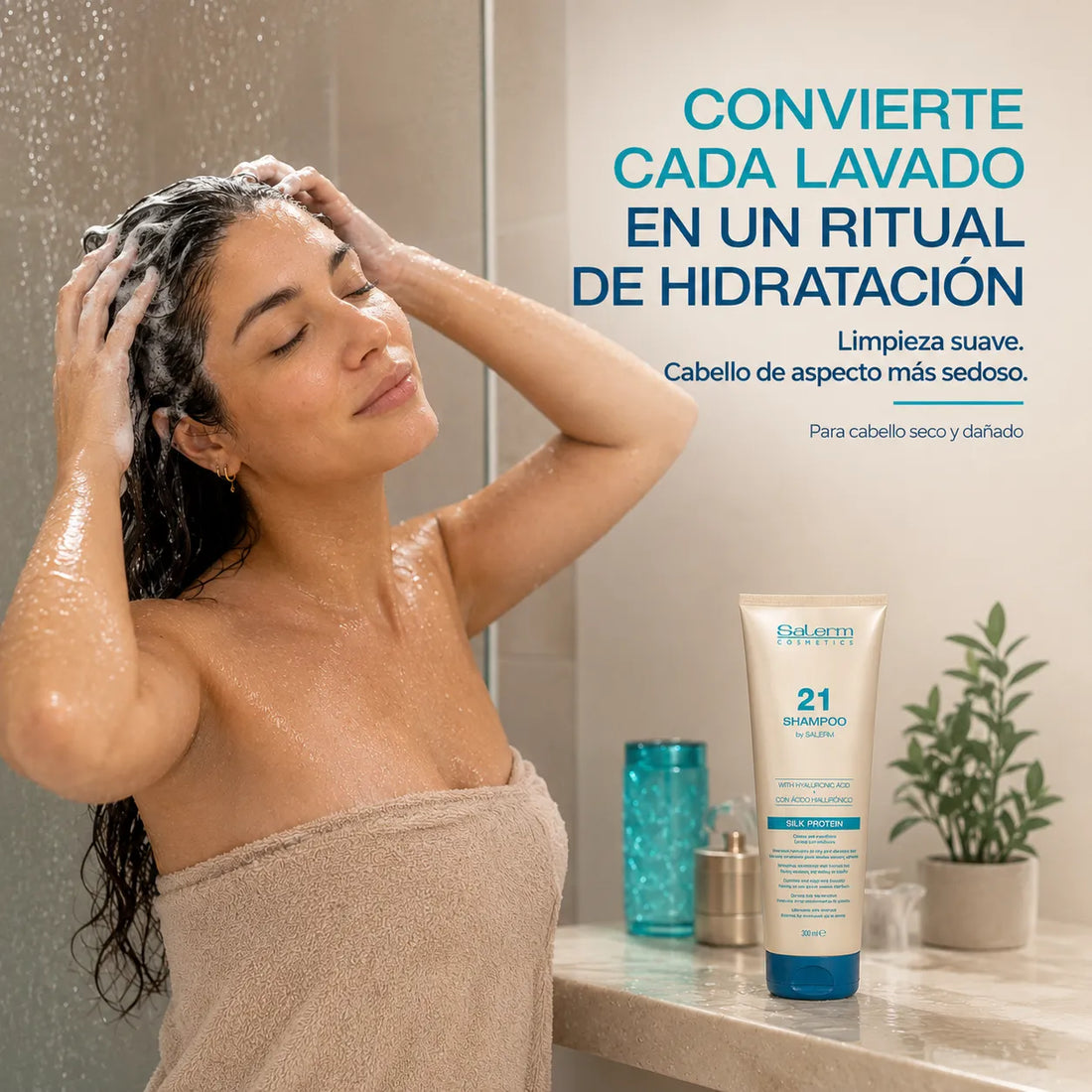 Salerm 21 – Champú para cabello seco y dañado con ácido hialurónico 300 ml