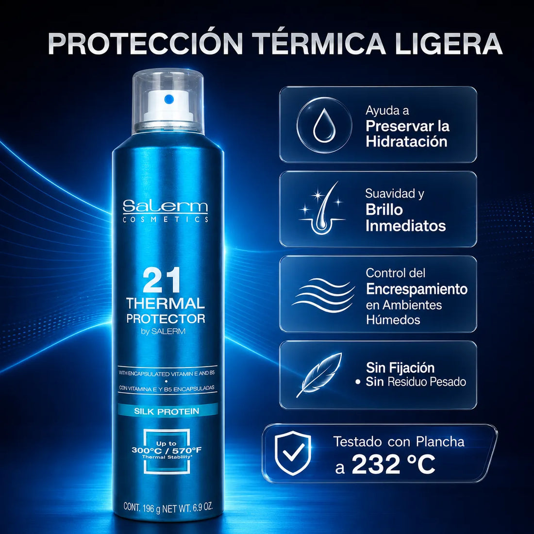 Salerm 21 – Protector térmico para el cabello anti-frizz en spray 300 ml