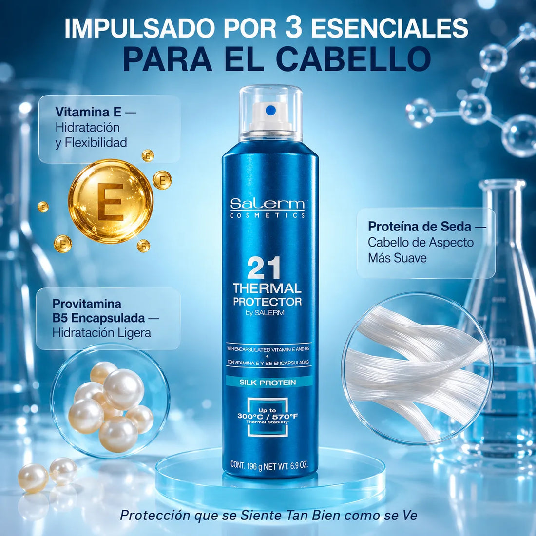 Salerm 21 – Protector térmico para el cabello anti-frizz en spray 300 ml