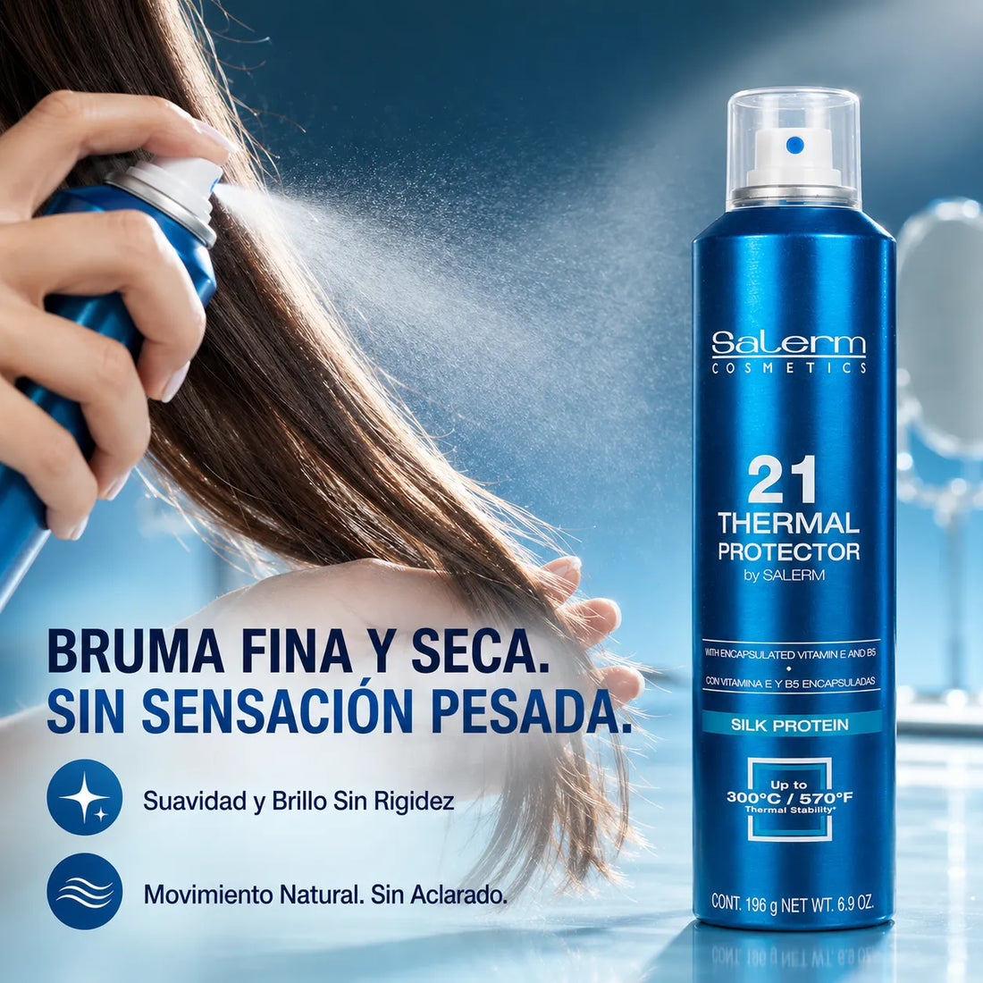 Salerm 21 – Protector térmico para el cabello anti-frizz en spray 300 ml