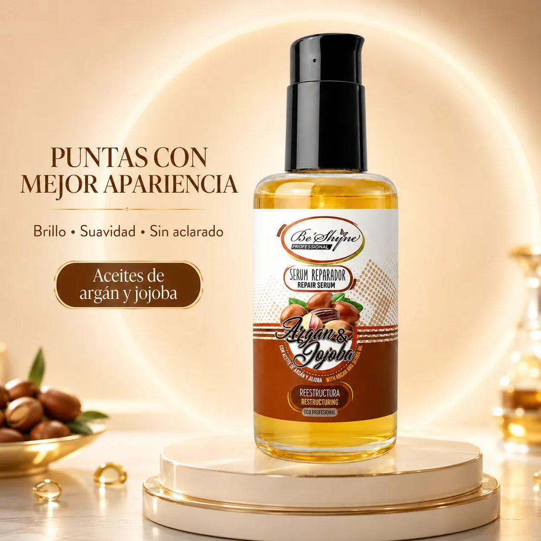 Be'Shyne – Sérum reparador de pontas espigadas com argão e jojoba 100 ml