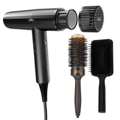 JRL® Pack Forte Pro Secador 2150W Negro + BR3 Cepillo Antiestático + JRL Multiplex Cepillo Redondo en Negro